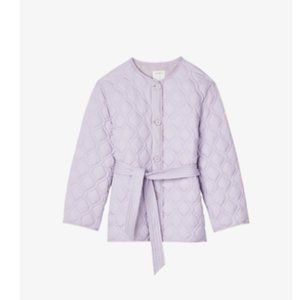 XS SANDRO Quilted Shell Coat In Lilac